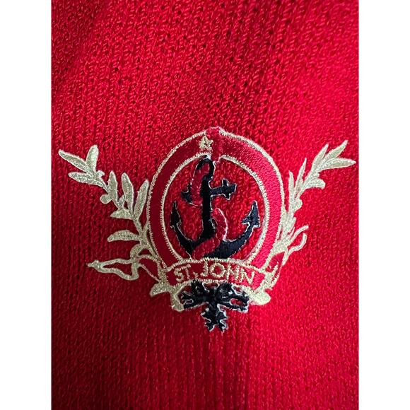 Vintage St John Sport Red Santana Knit Full Zip Sweater Jacket, no tag Large - Picture 4 of 8